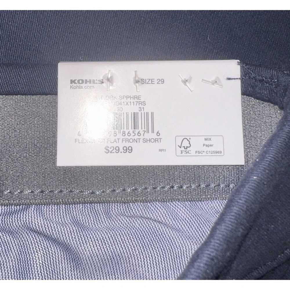 Sonoma Flexwear Flat Front Chino Shorts Navy Blue Cotton 9